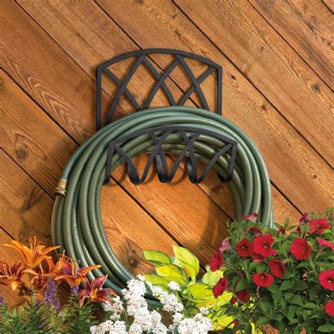 metal garden hose bracket|wall mounted garden hose caddy.